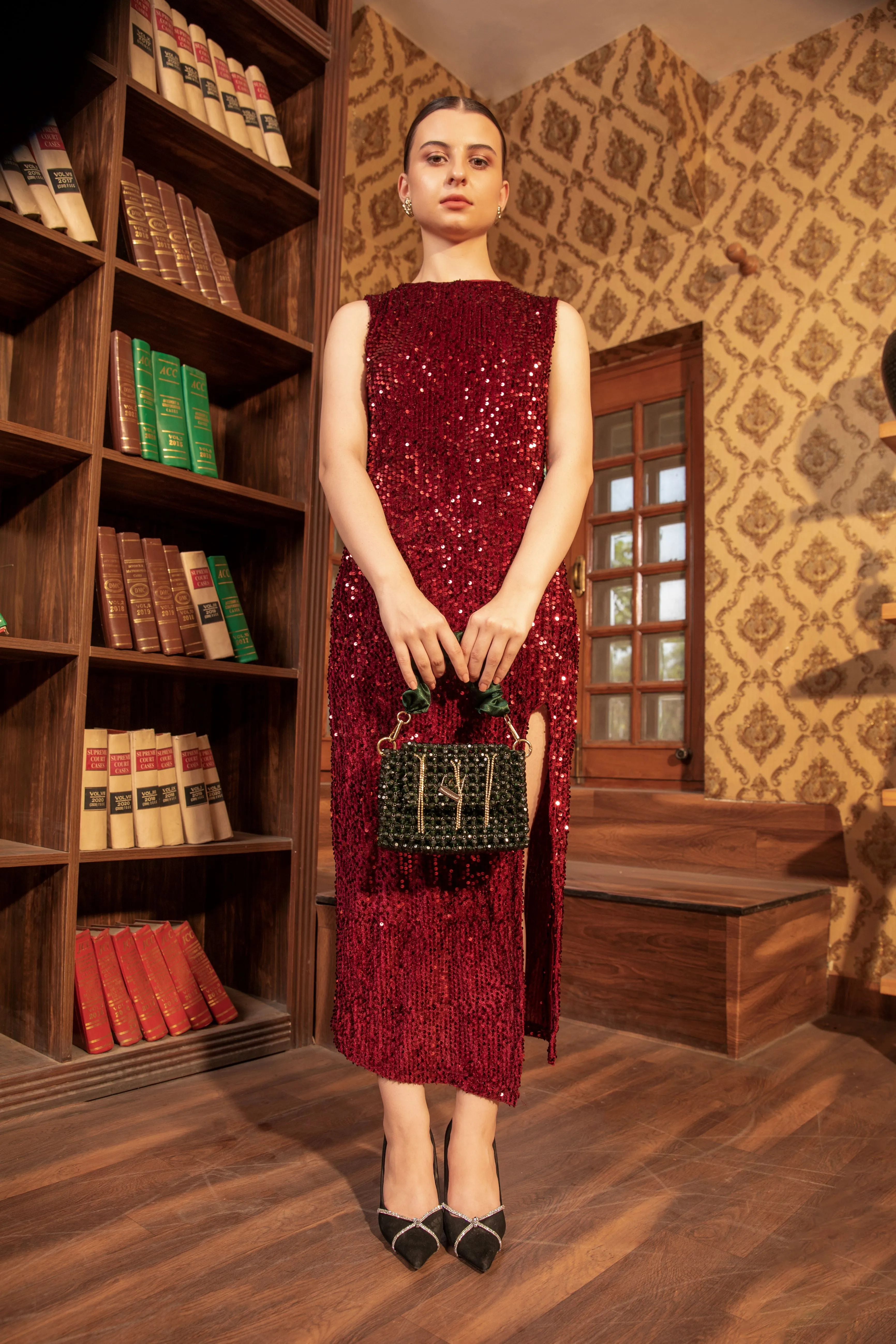 Green Luxury Crystal Bag - Hand-beaded Tassel Party Clutch