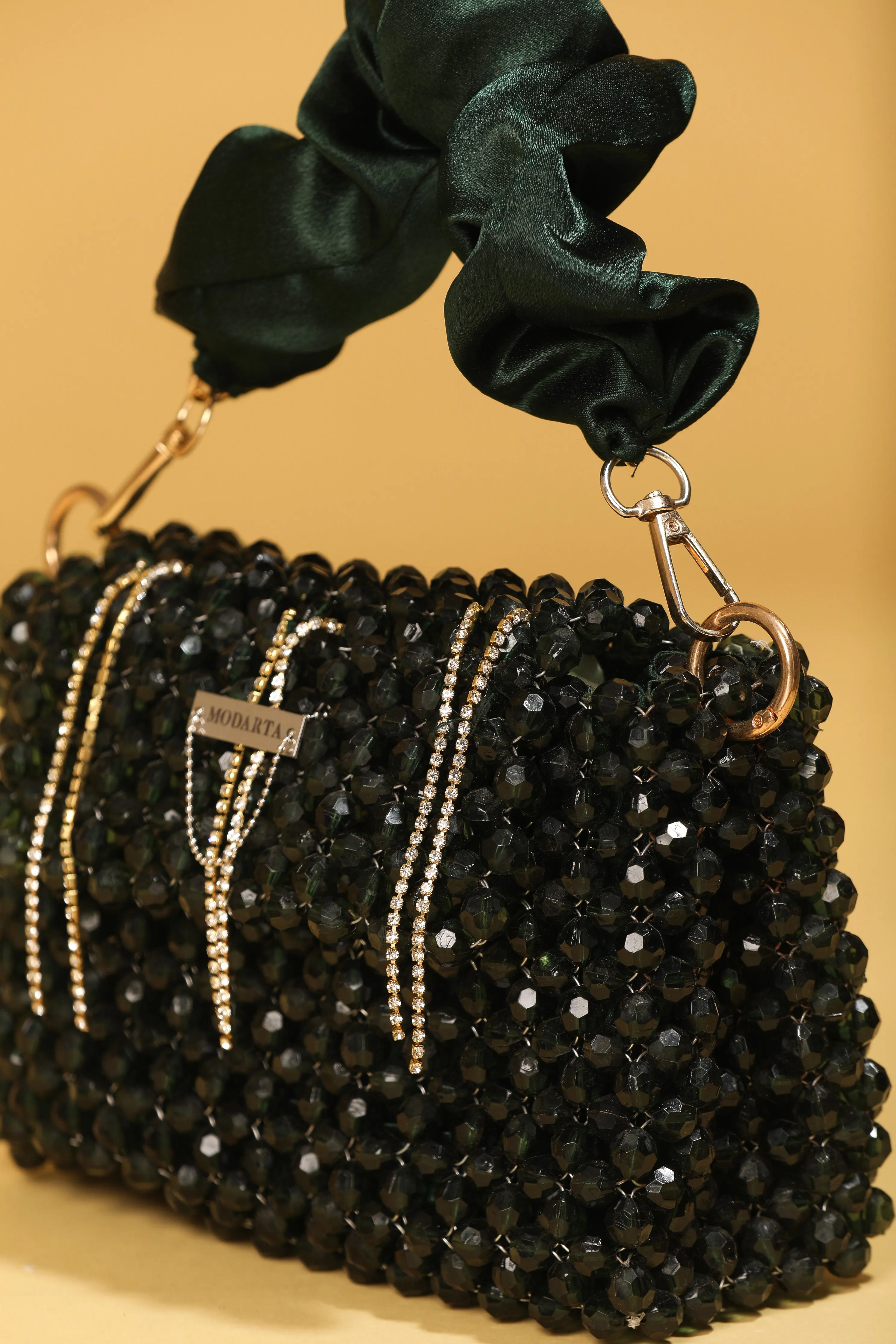 Green Luxury Crystal Bag - Hand-beaded Tassel Party Clutch