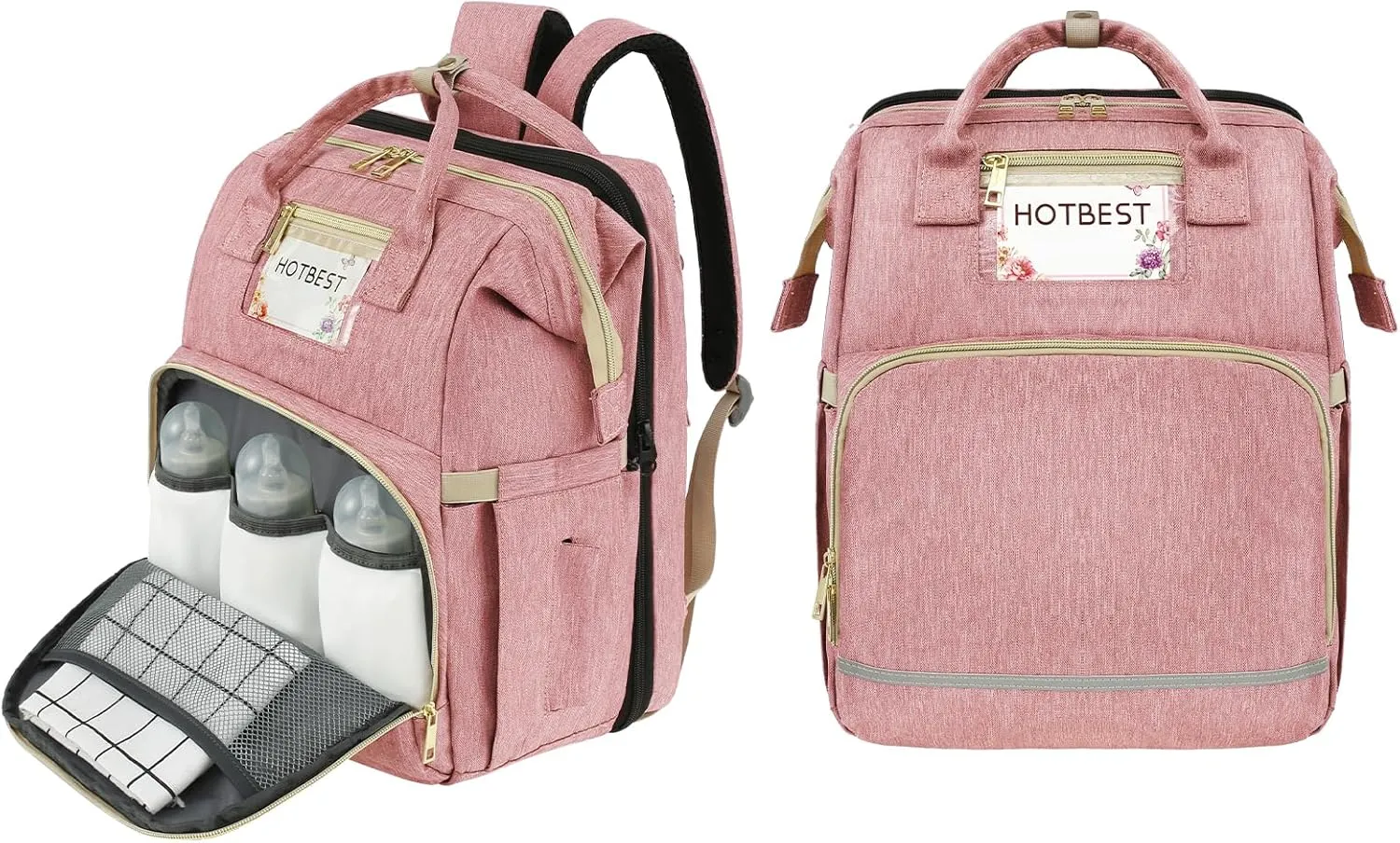 HOTBEST Diaper Bag Backpack, Pink, Large