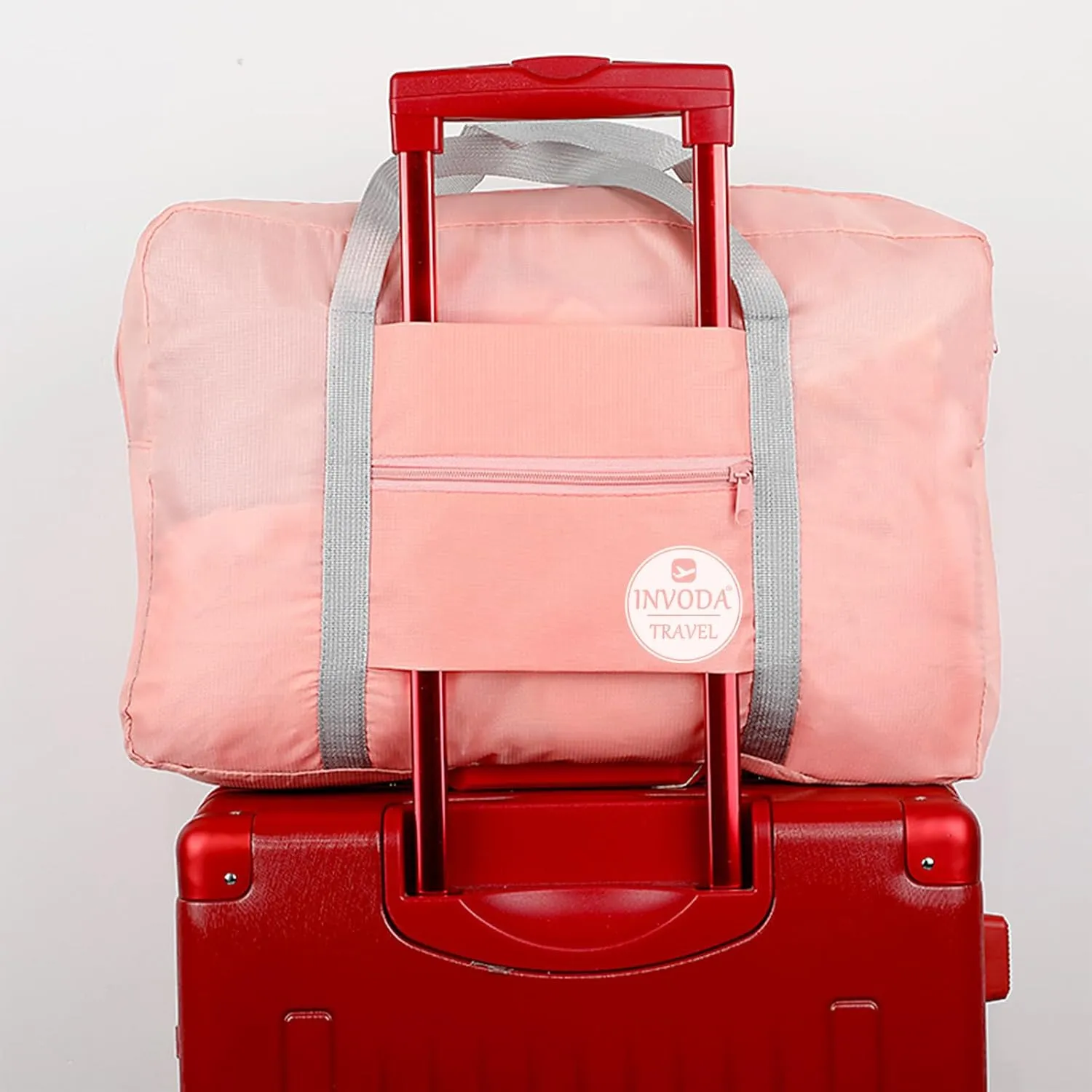 INVODA Travel Duffel Bag for Women Men Foldable Luggage Bags Sports Gym Bag Spirit Airlines Personal Item Carry on Weekender Overnight Bag (Pink)