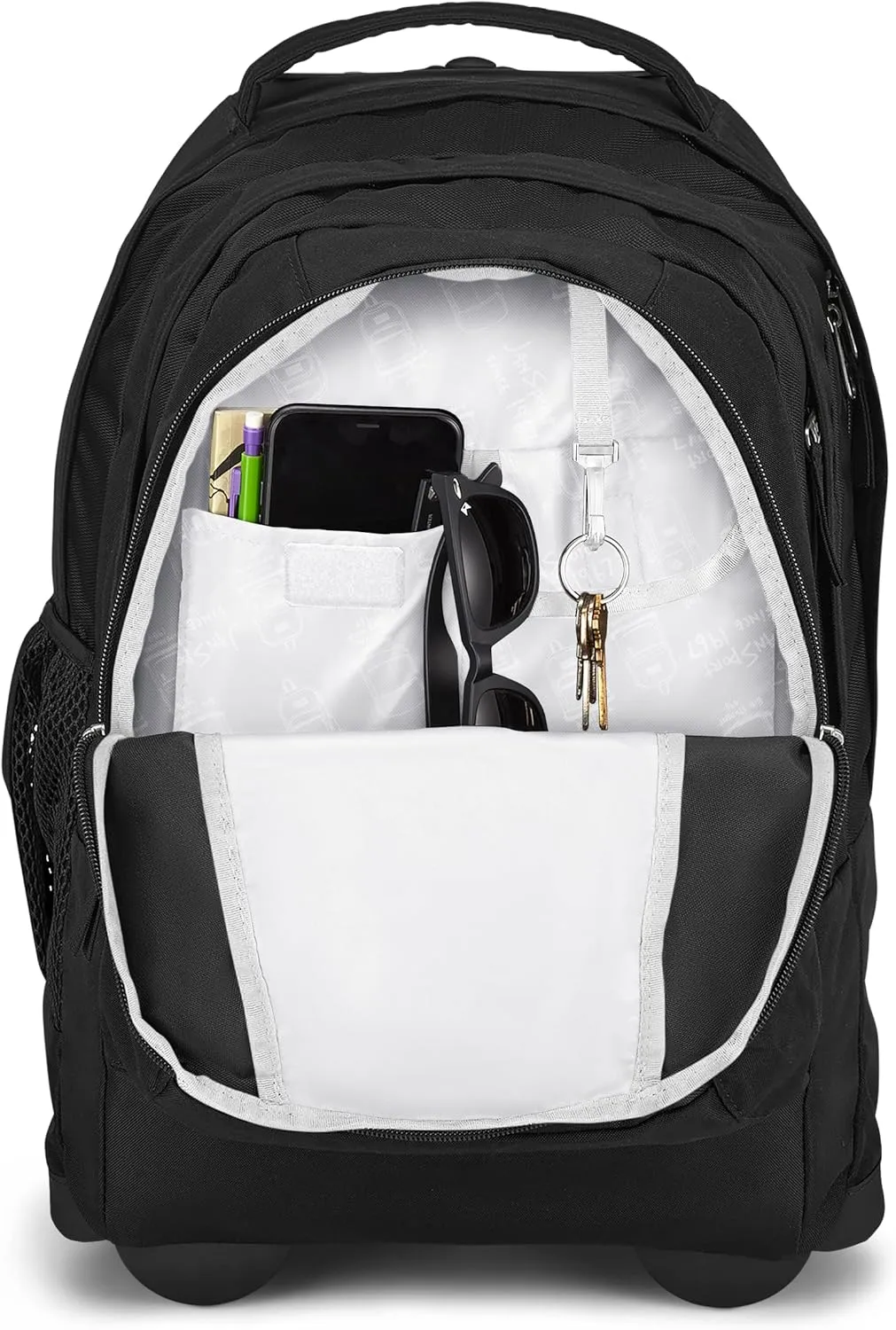 JanSport Driver 8 Rolling Backpack - Wheeled Travel Bag with 15-Inch Laptop Sleeve, One Size, Black