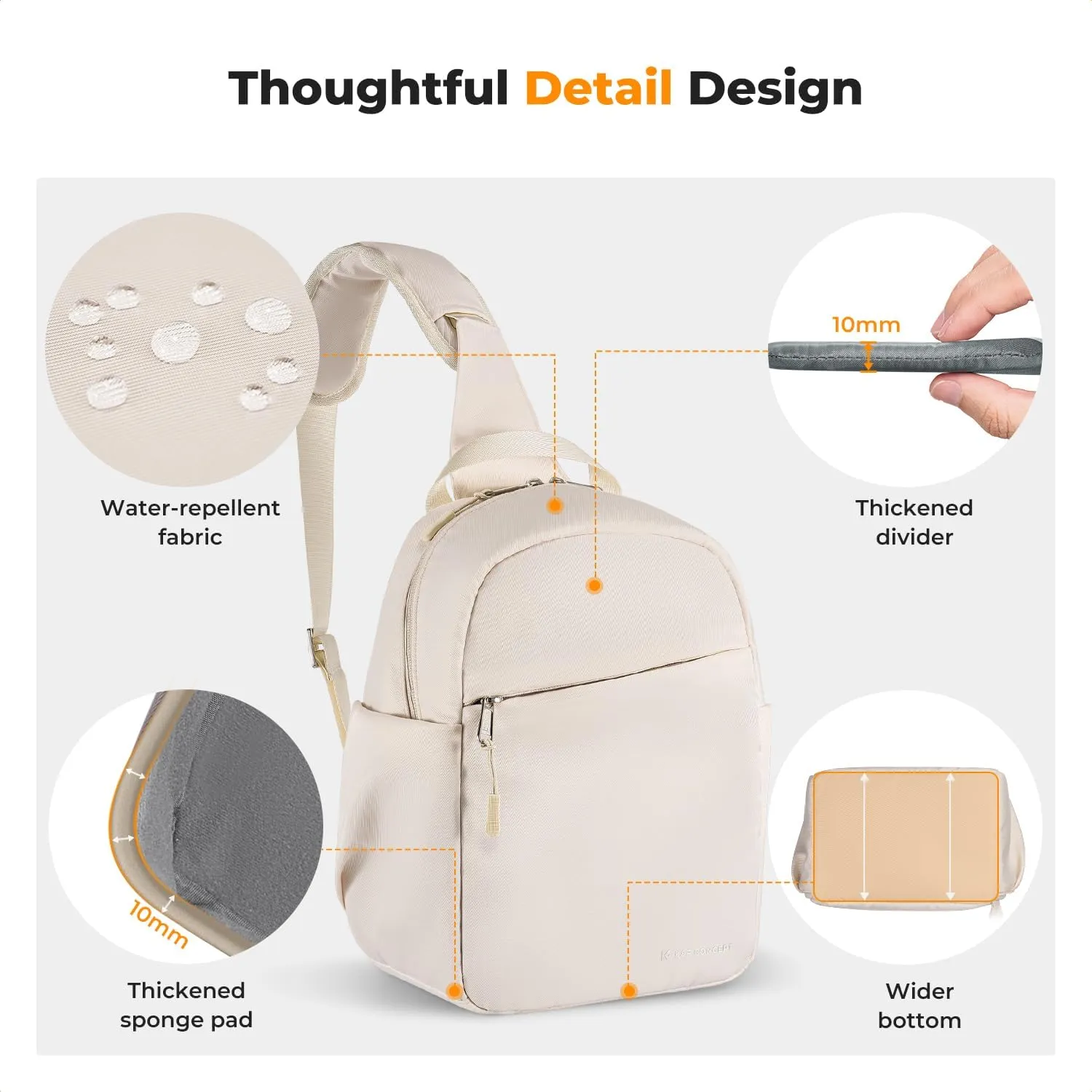 K&F Concept Camera Sling Bag Small Camera Crossbody Shoulder Backpack DSLR/SLR/Mirrorless Camera Compact Case Photography Bags