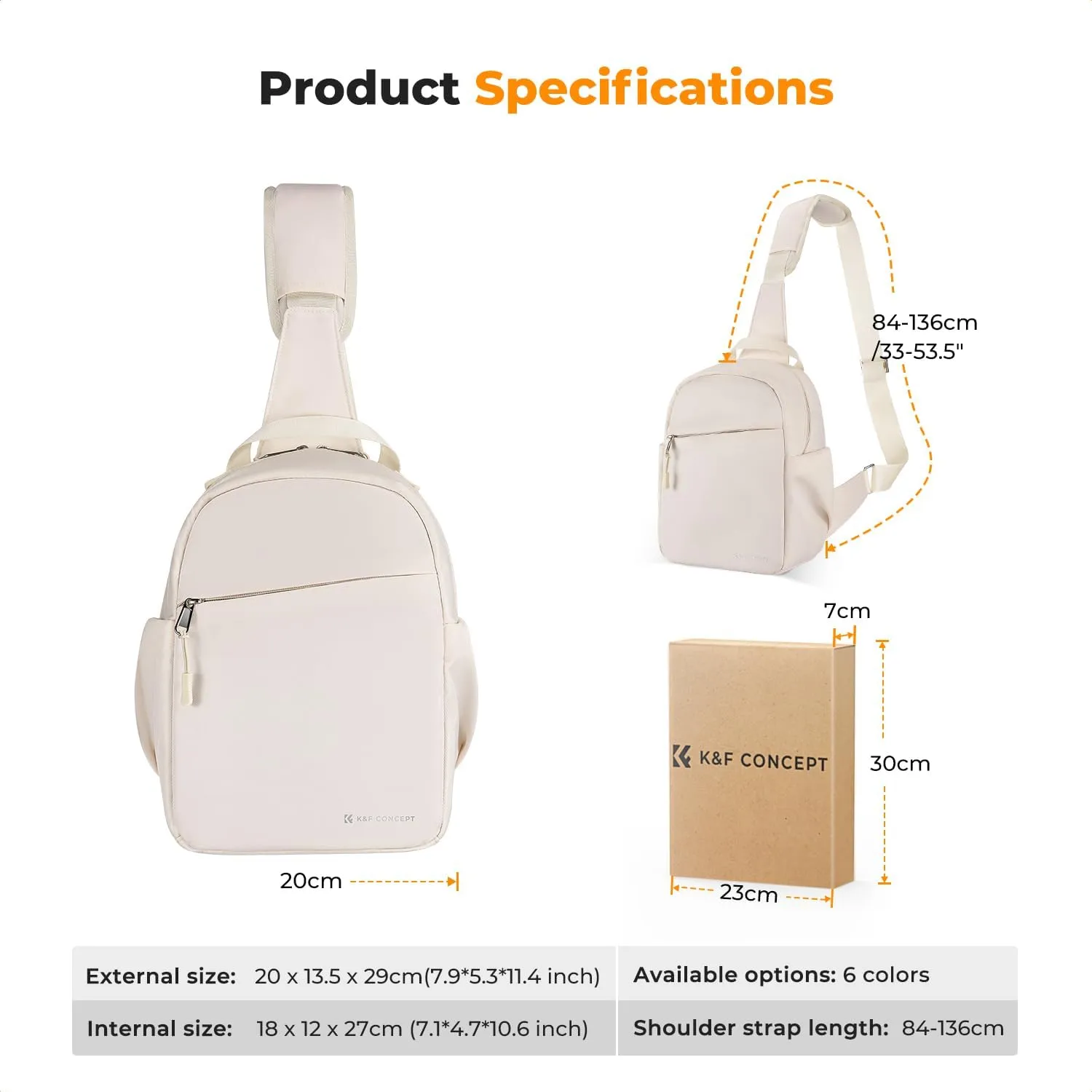 K&F Concept Camera Sling Bag Small Camera Crossbody Shoulder Backpack DSLR/SLR/Mirrorless Camera Compact Case Photography Bags