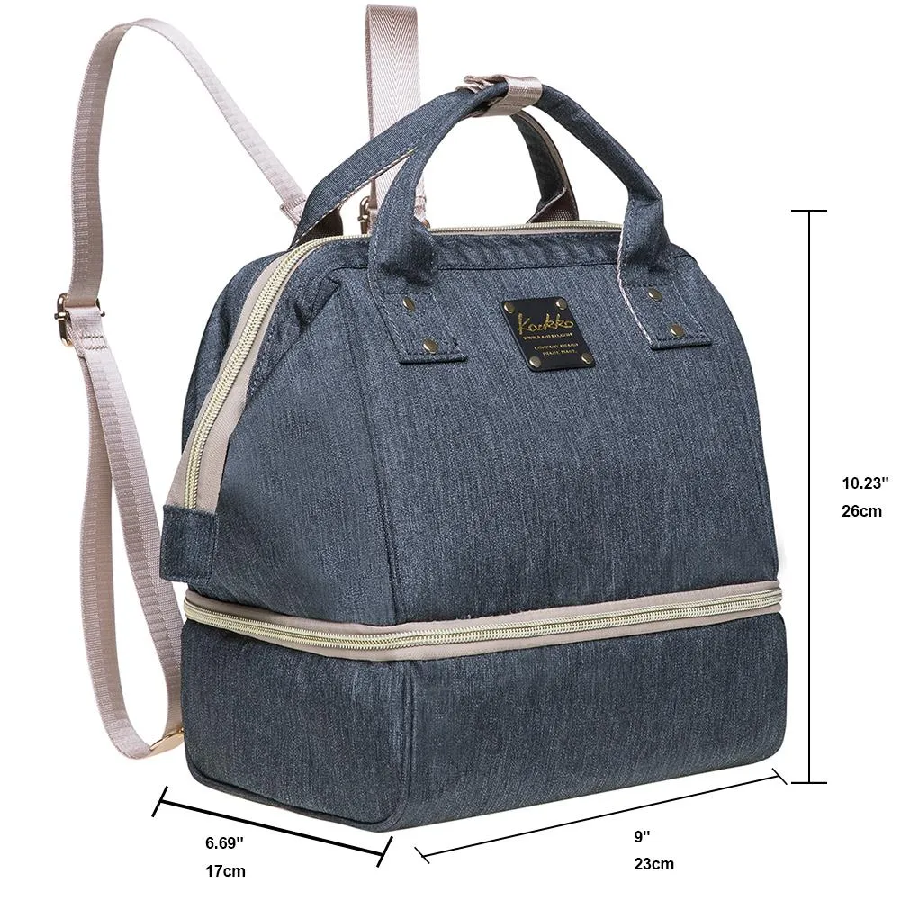 KAUKKO Diaper Bag Backpack - Small Diaper Backpack with Pacifier Holder and Stroller straps -Waterproof, mini , KT08 ( New York Gray ）