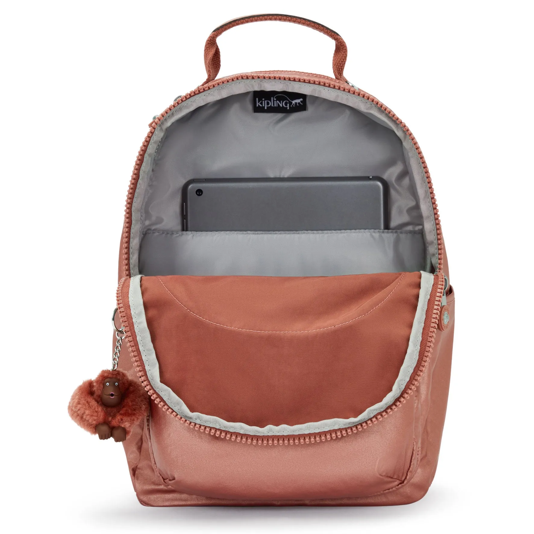 Kipling Seoul Small Copper Metallic Tablet Backpack