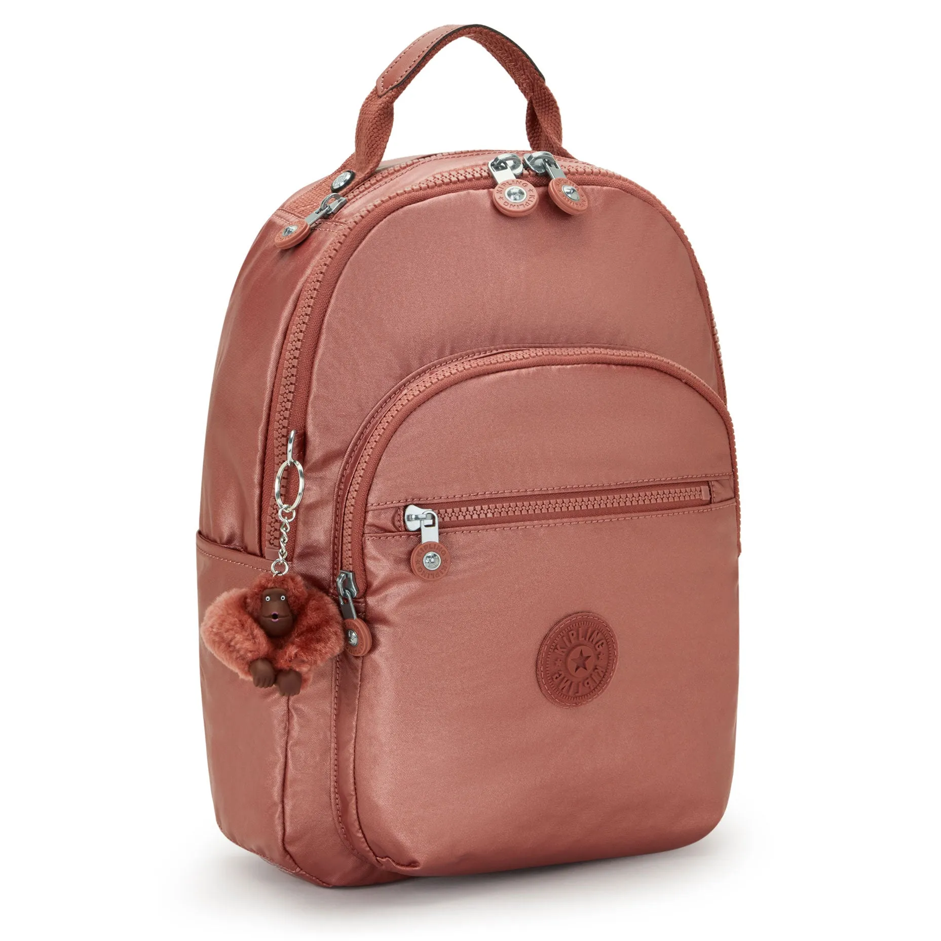 Kipling Seoul Small Copper Metallic Tablet Backpack