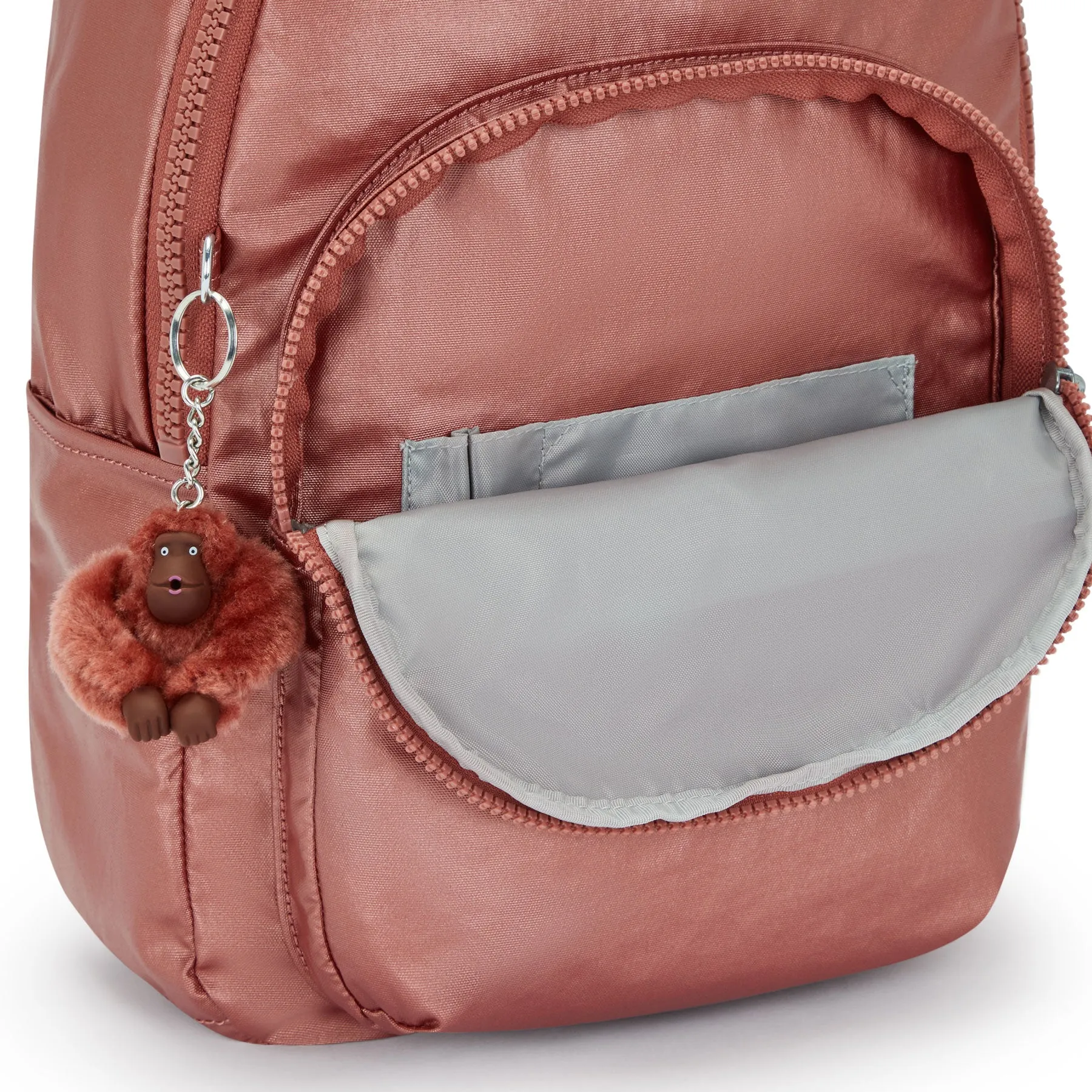 Kipling Seoul Small Copper Metallic Tablet Backpack
