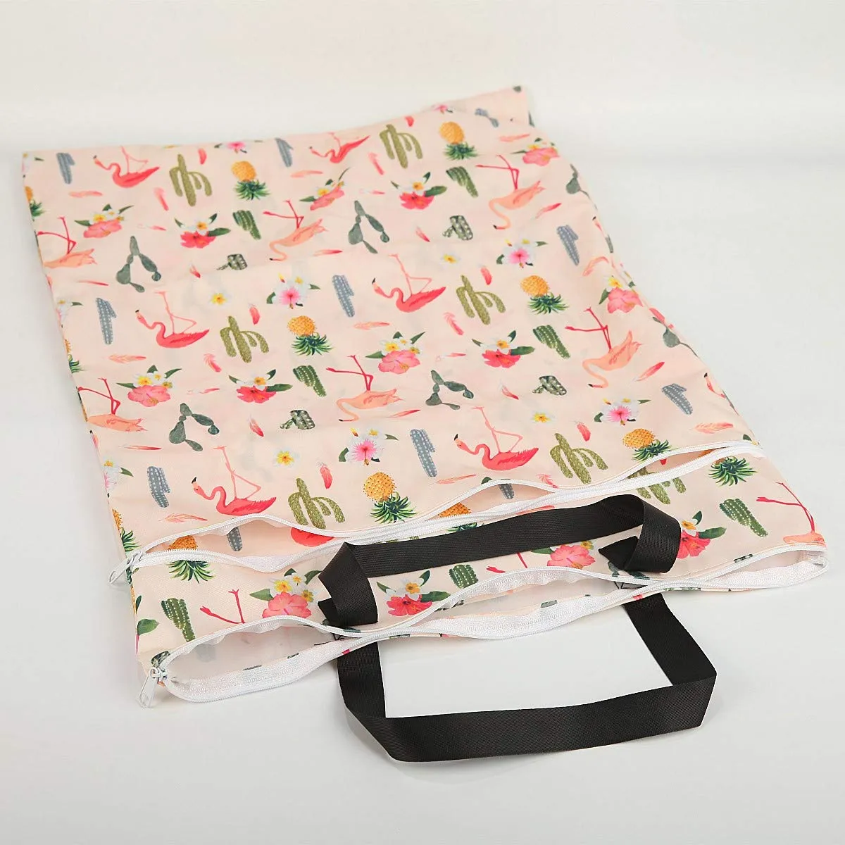 Large Hanging Wet/Dry Cloth Diaper Pail Bag for Reusable Diapers or Laundry (Flamingo)