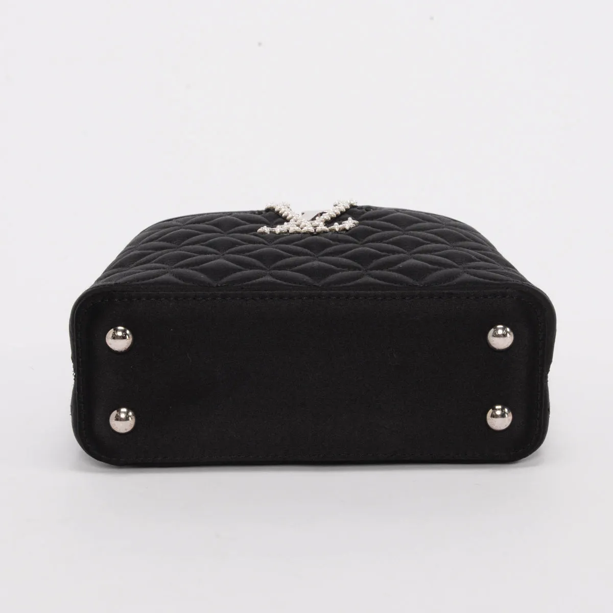 Louis Vuitton Black Satin Flower Embossed Mini Capucines