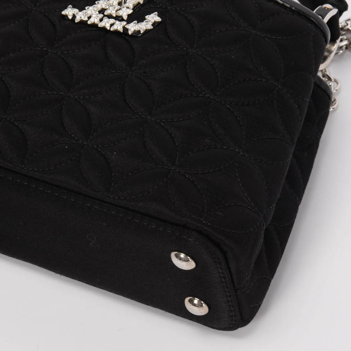Louis Vuitton Black Satin Flower Embossed Mini Capucines