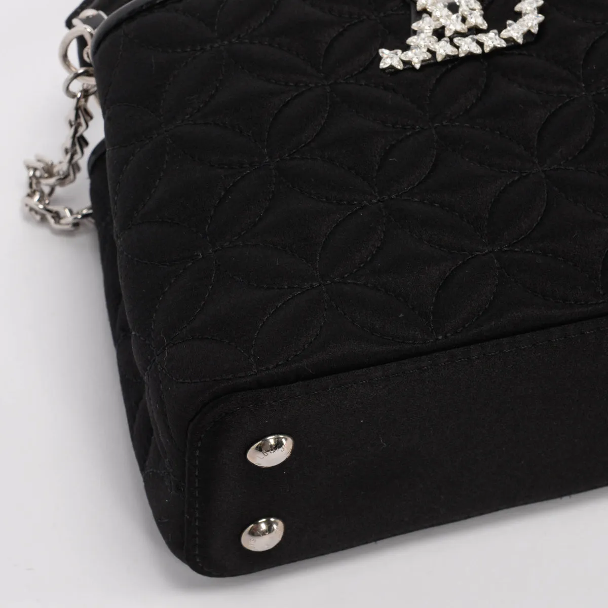 Louis Vuitton Black Satin Flower Embossed Mini Capucines