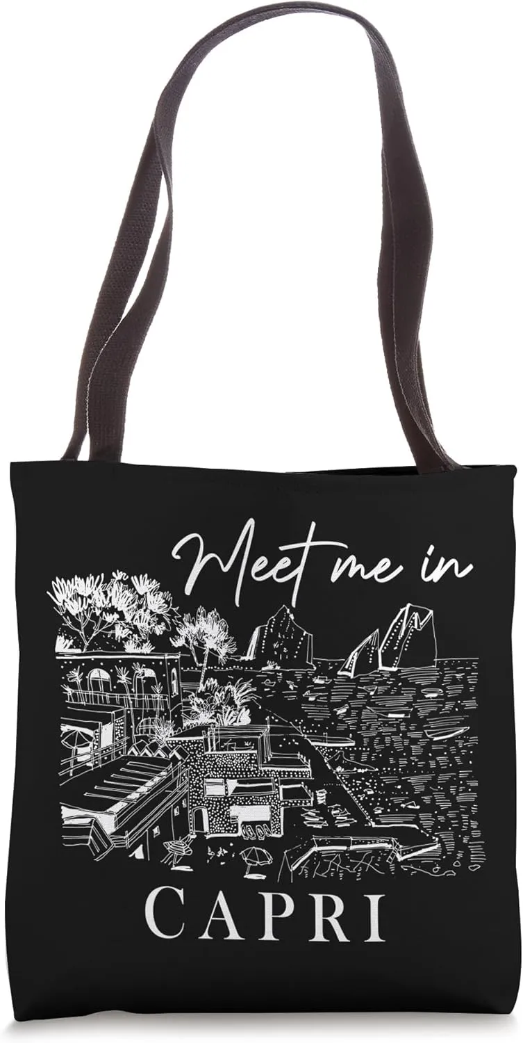 Meet Me In Capri Island Travel Italy Traveling Lover Italian Tote Bag