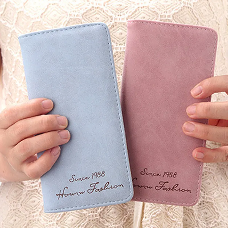 Minimalist Designer Slim Long Bifold Women Wallet Female Clutch Leather Brand Coin Purse Ladies Card Holder Money Dollar Cuzdan