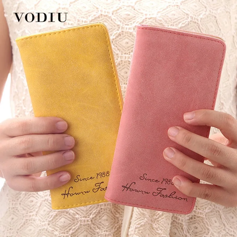 Minimalist Designer Slim Long Bifold Women Wallet Female Clutch Leather Brand Coin Purse Ladies Card Holder Money Dollar Cuzdan
