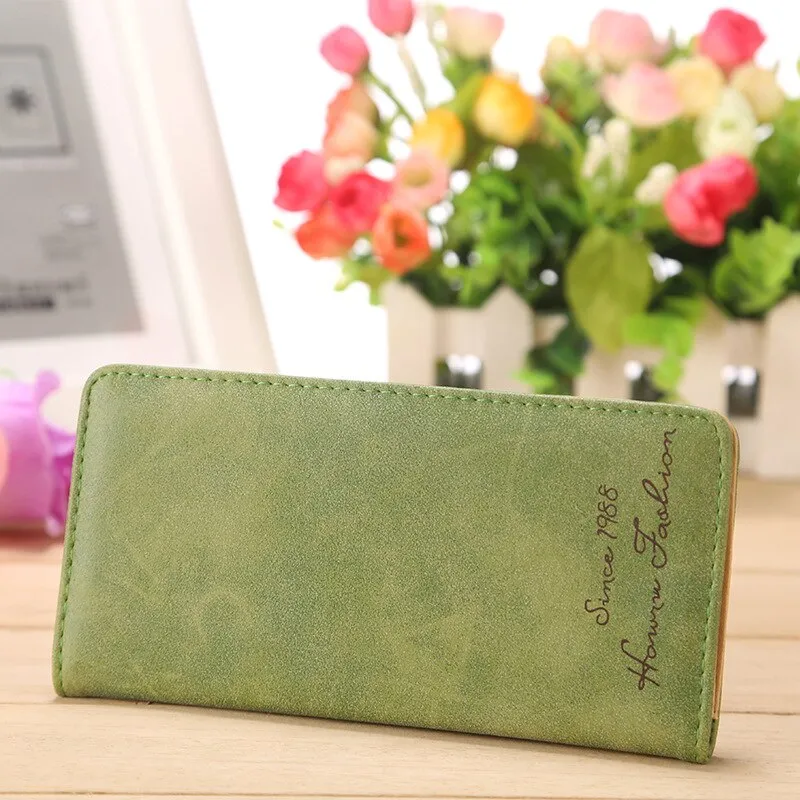 Minimalist Designer Slim Long Bifold Women Wallet Female Clutch Leather Brand Coin Purse Ladies Card Holder Money Dollar Cuzdan