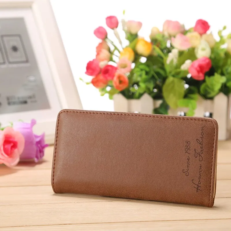 Minimalist Designer Slim Long Bifold Women Wallet Female Clutch Leather Brand Coin Purse Ladies Card Holder Money Dollar Cuzdan