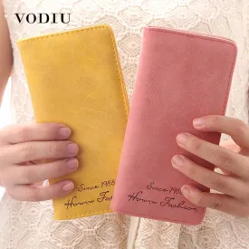 Minimalist Designer Slim Long Bifold Women Wallet Female Clutch Leather Brand Coin Purse Ladies Card Holder Money Dollar Cuzdan