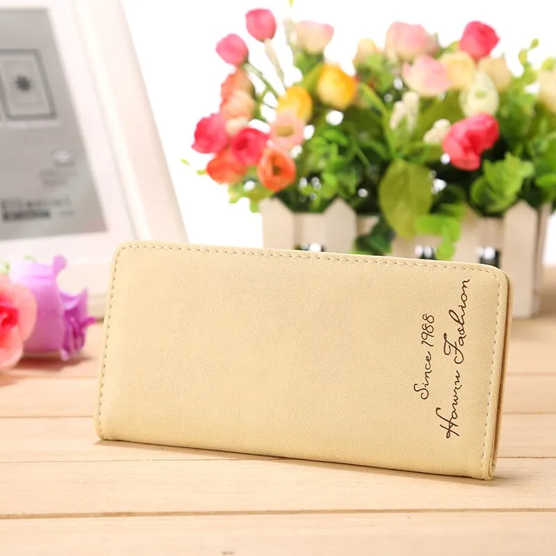 Minimalist Designer Slim Long Bifold Women Wallet Female Clutch Leather Brand Coin Purse Ladies Card Holder Money Dollar Cuzdan