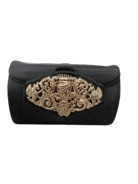 Nettie Rosenstein 50s Black Satin Evening Purse
