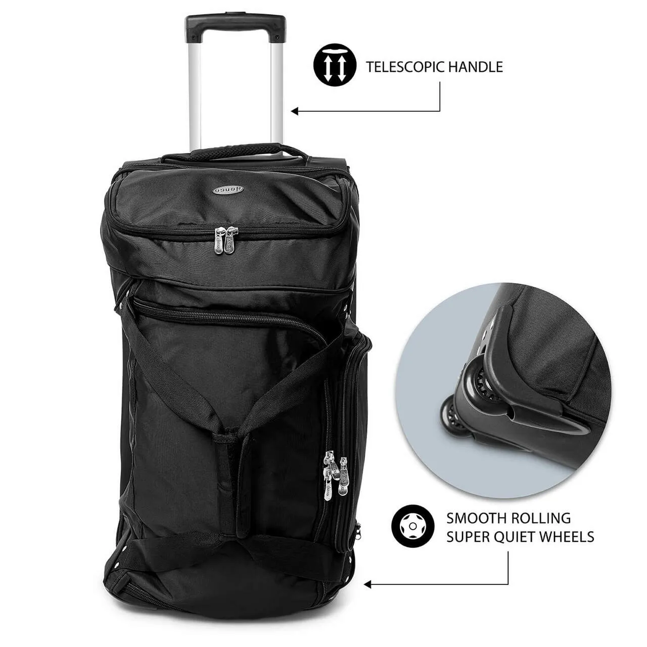 New York Islanders 27" Black Rolling Drop Bottom Duffel