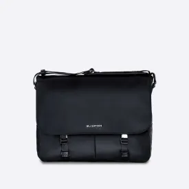 Nylon Messenger Bag with Leather Trim
