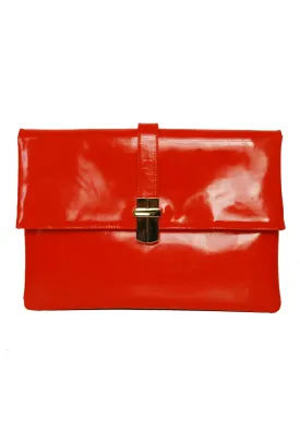 PATENT PRIA FOLDING CLUTCH BRIGHT ORANGE