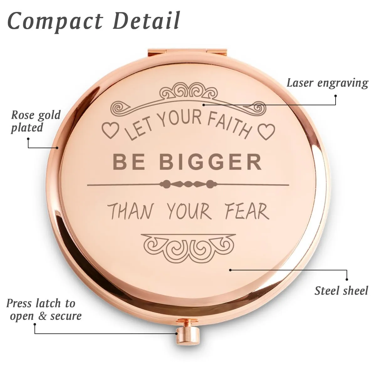 Personalized Gifts for Women Girls, Inspirational Compact Mirror, 2025 Graduation Gifts for Her, Mothers Day Birthday Gift for Mom Wife Sister Daughter Niece Granddaughter, Friendship Gifts for Friend