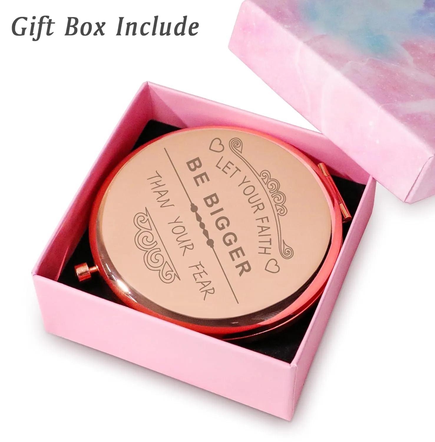 Personalized Gifts for Women Girls, Inspirational Compact Mirror, 2025 Graduation Gifts for Her, Mothers Day Birthday Gift for Mom Wife Sister Daughter Niece Granddaughter, Friendship Gifts for Friend