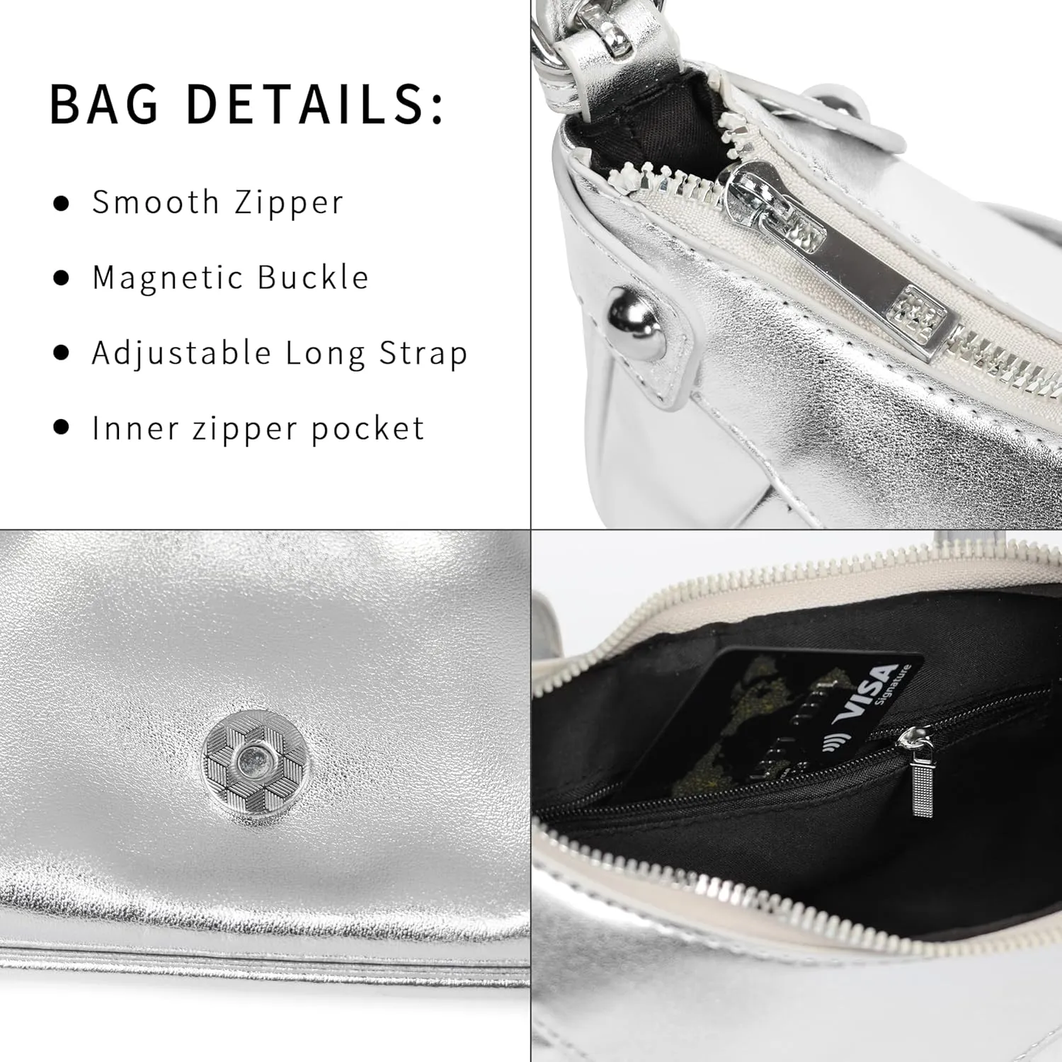 Shoulder Bag for Women - PU Leather Purse Adjustable Strap Hobo Crossbody Handbag with Zipper Closure