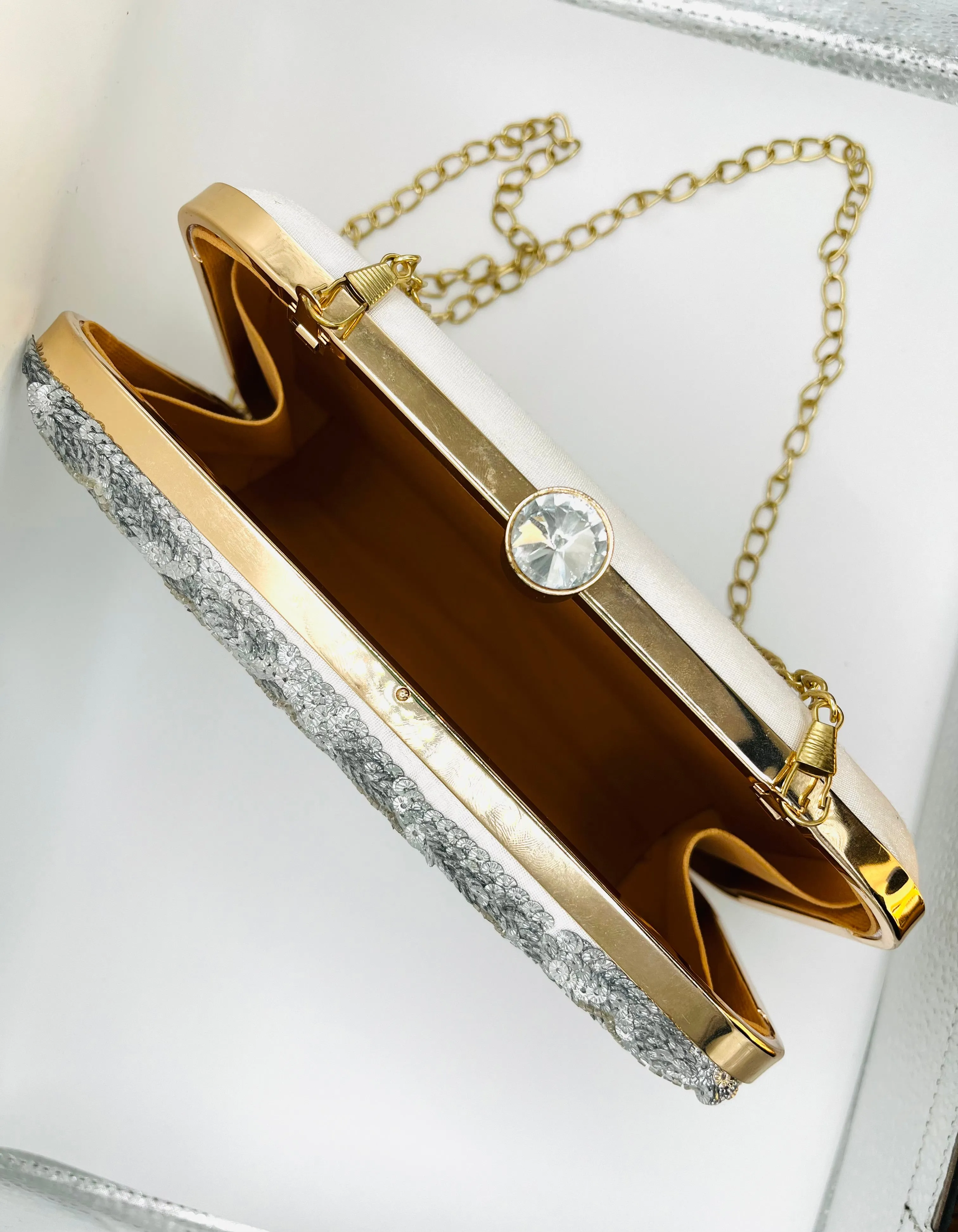 Silver Sequin Party Handbag Clutch Purse by Merry Dove