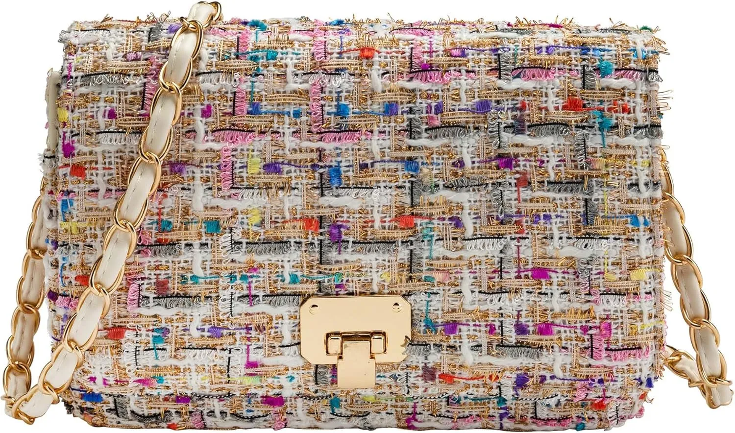 Small Quilted Shoulder Bag for Women Fashion Tweed Mini Clutch Handbag Purses Designer Crossbody Bag, with Chain Strap