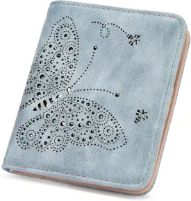 Small RFID Wallet Women Ultra Thin Slim Womens Wallet Mini Compact Bifold Pocket Ladies Wallets for Women BLUE
