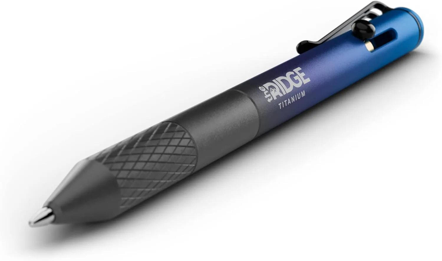 The Ridge Bolt Action Ballpoint Pen | Metal Retractable Compact Writing Instrument | Textured Grip & Internal Pressurized Refill | Burnt Titanium
