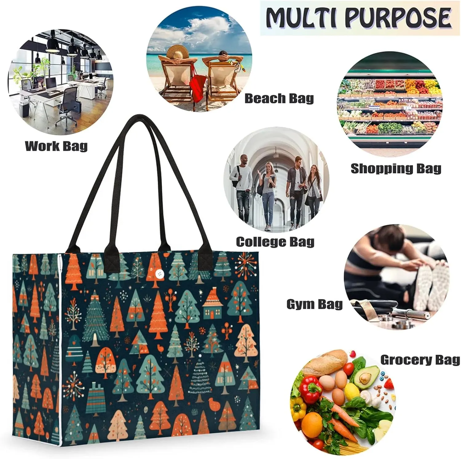 Tote Bag for Women Reusable Canvas Shoulder Bag