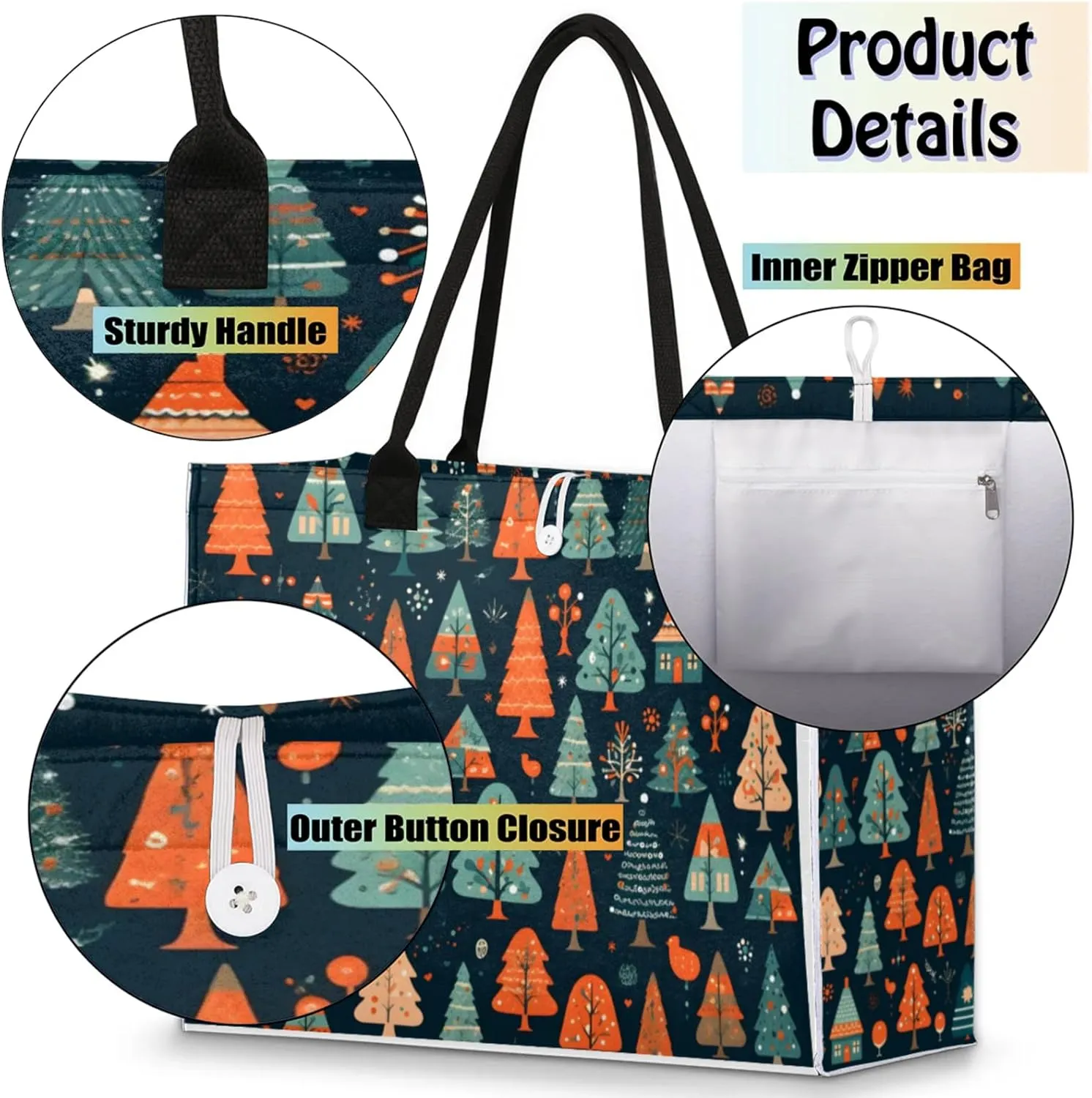Tote Bag for Women Reusable Canvas Shoulder Bag