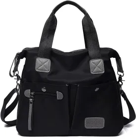 Tote Bag for Women,Multi Pockets Shoulder Handbag,Nurse Bag for Work,Large Cross body Purse,Fashion Nylon Top Handle Satchel