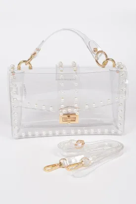 Transparent Clutch W/faux Pearl