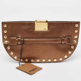 Trendy Inspired Burberry Bronze Leather Studded Olympia Clutch