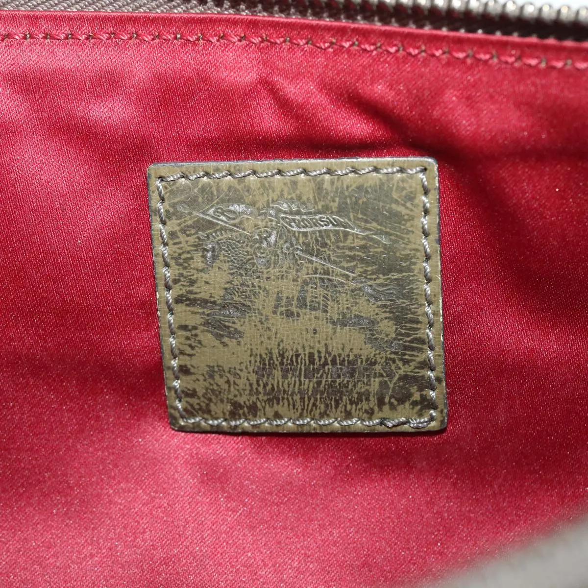 Trendy Inspired Burberry Clutch Bag Satin Red Auth Bs8238