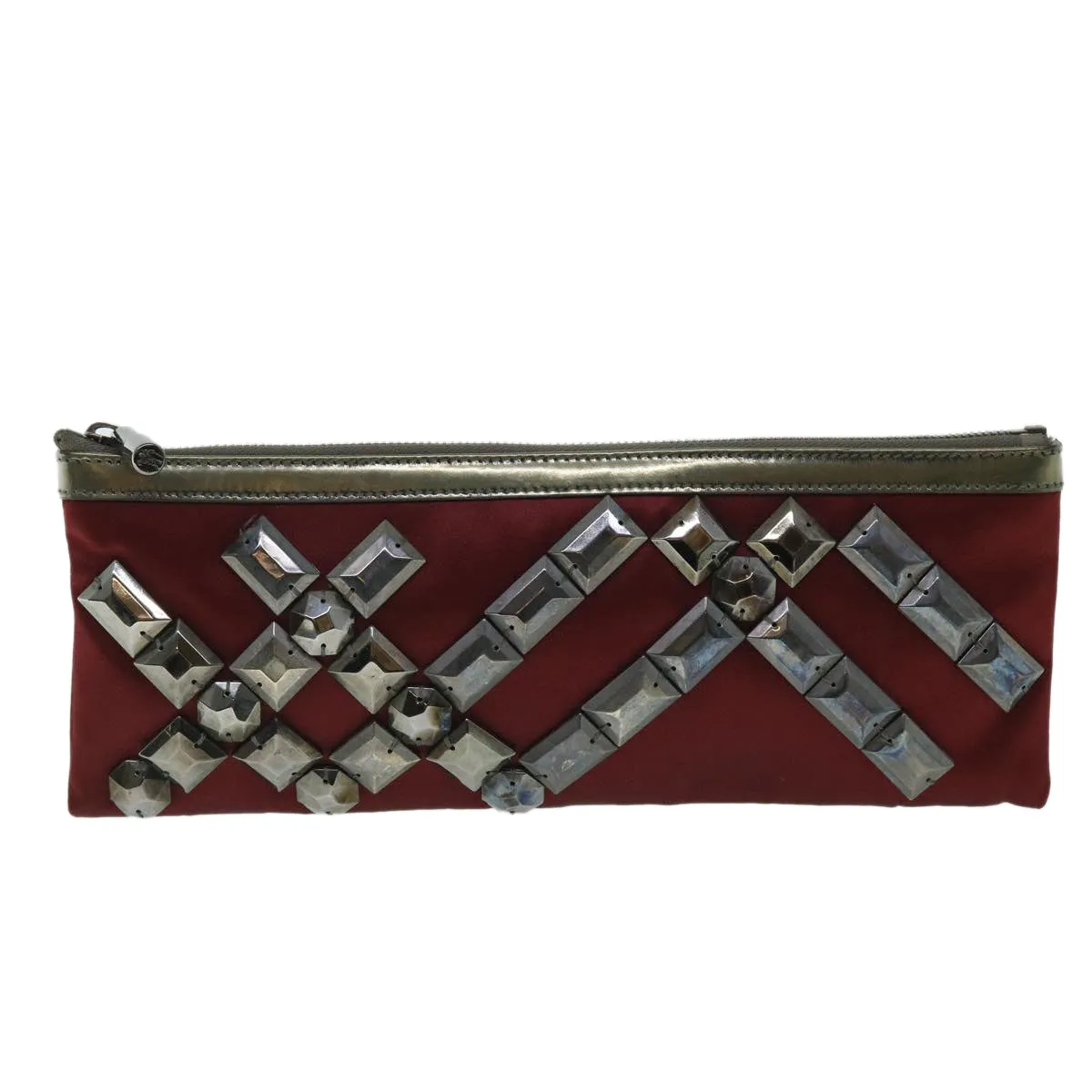 Trendy Inspired Burberry Clutch Bag Satin Red Auth Bs8238