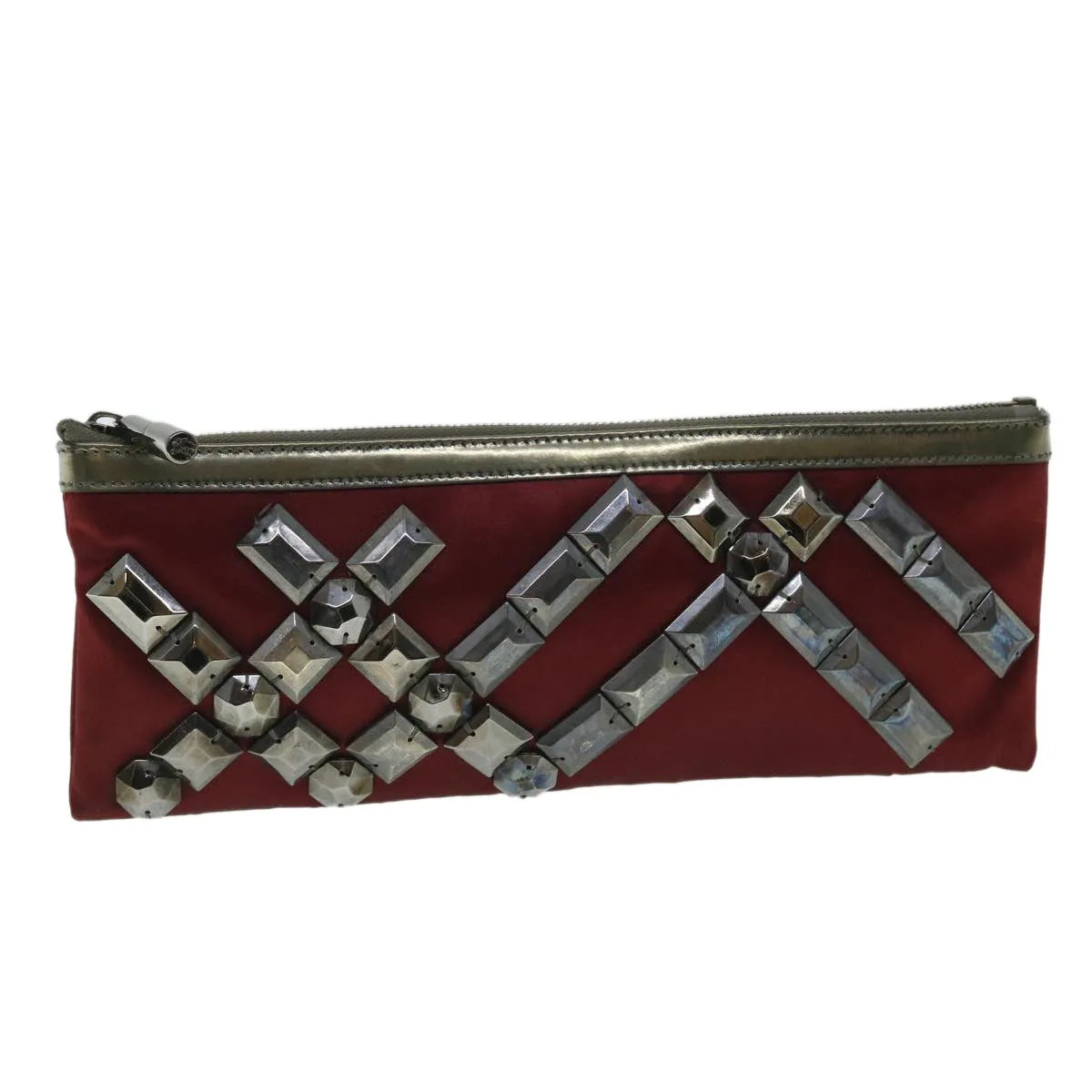 Trendy Inspired Burberry Clutch Bag Satin Red Auth Bs8238