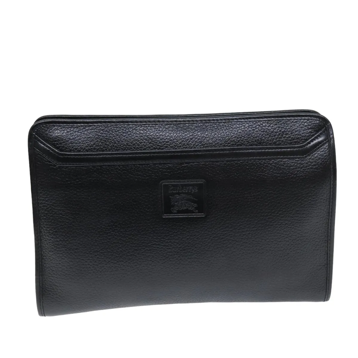 Trendy Inspired Burberryss Clutch Bag Leather Black Auth Bs14646
