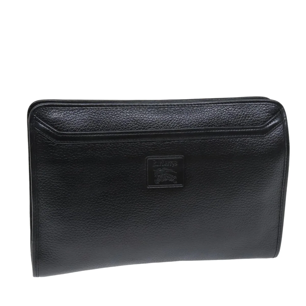 Trendy Inspired Burberryss Clutch Bag Leather Black Auth Bs14646