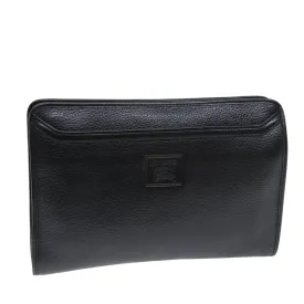 Trendy Inspired Burberryss Clutch Bag Leather Black Auth Bs14646
