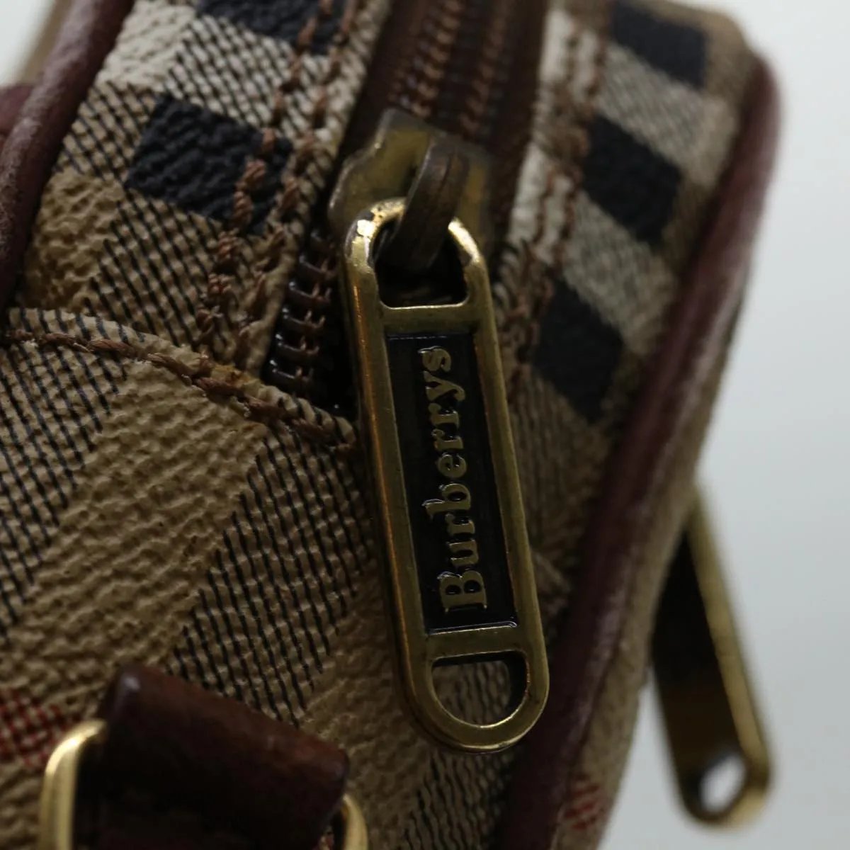Trendy Inspired Burberryss Nova Check Clutch Bag Pvc Beige Brown Auth Yk11383