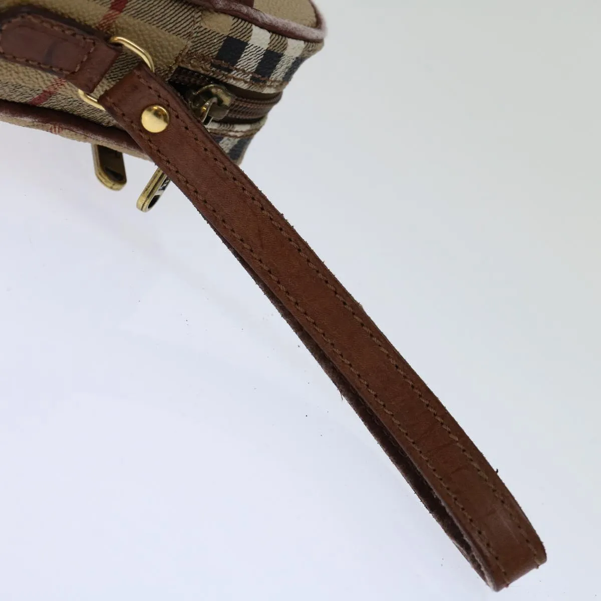 Trendy Inspired Burberryss Nova Check Clutch Bag Pvc Beige Brown Auth Yk11383