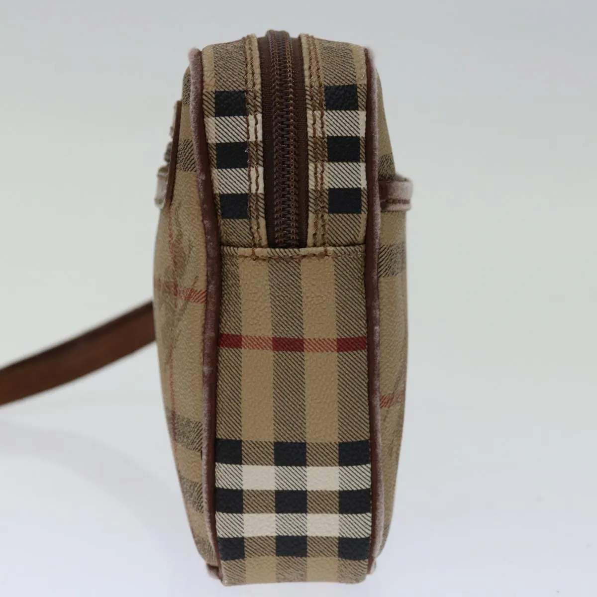 Trendy Inspired Burberryss Nova Check Clutch Bag Pvc Beige Brown Auth Yk11383