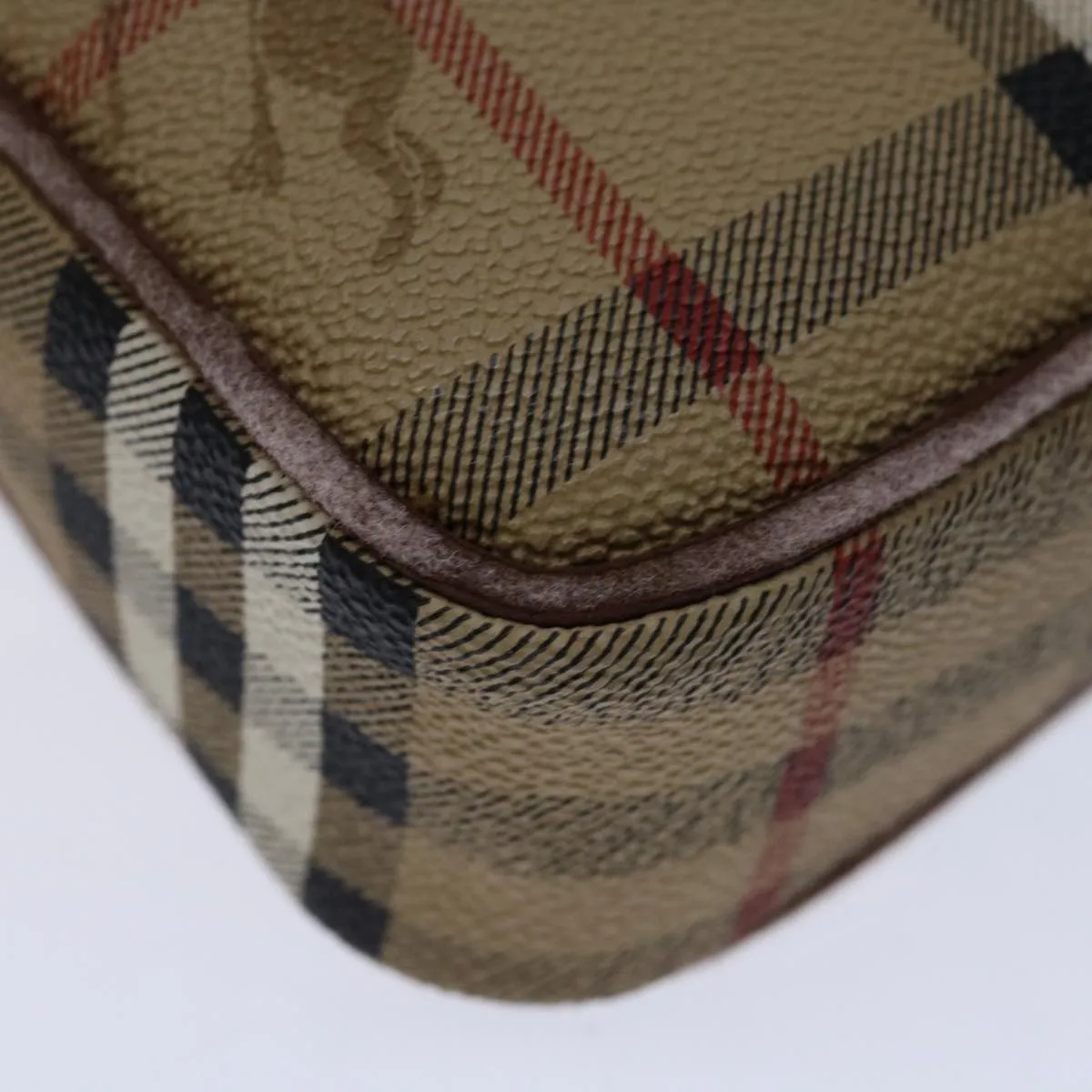 Trendy Inspired Burberryss Nova Check Clutch Bag Pvc Beige Brown Auth Yk11383
