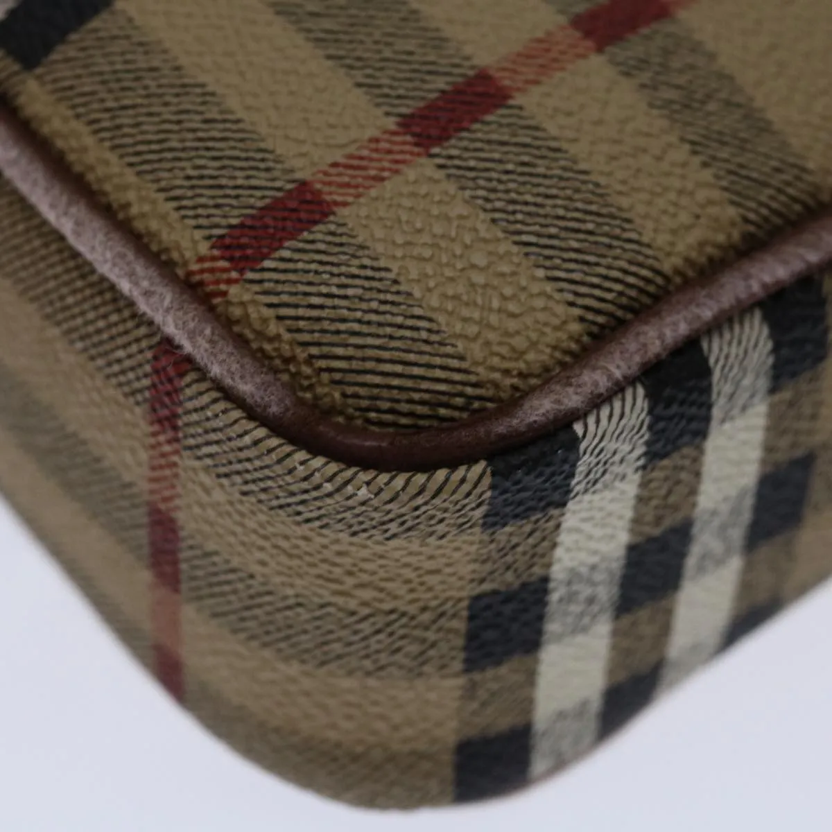 Trendy Inspired Burberryss Nova Check Clutch Bag Pvc Beige Brown Auth Yk11383