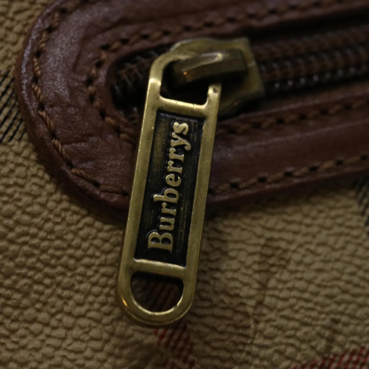Trendy Inspired Burberryss Nova Check Clutch Bag Pvc Beige Brown Auth Yk11383